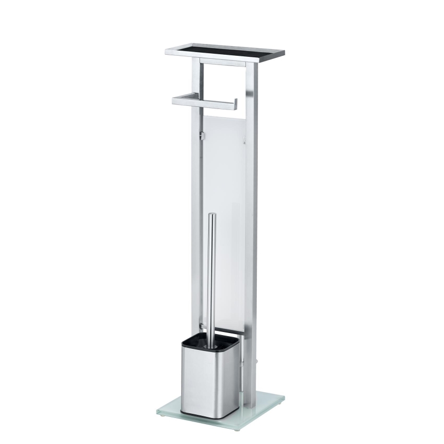 WENKO 23364100 - WC-borstel DEBAR 21x70,5 cm RVS/satijn/wit