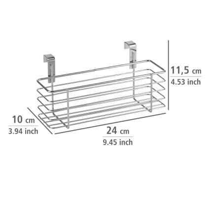 WENKO 2344100 - Mand SLIM 24x11,5 cm glanzend chroom/zwart