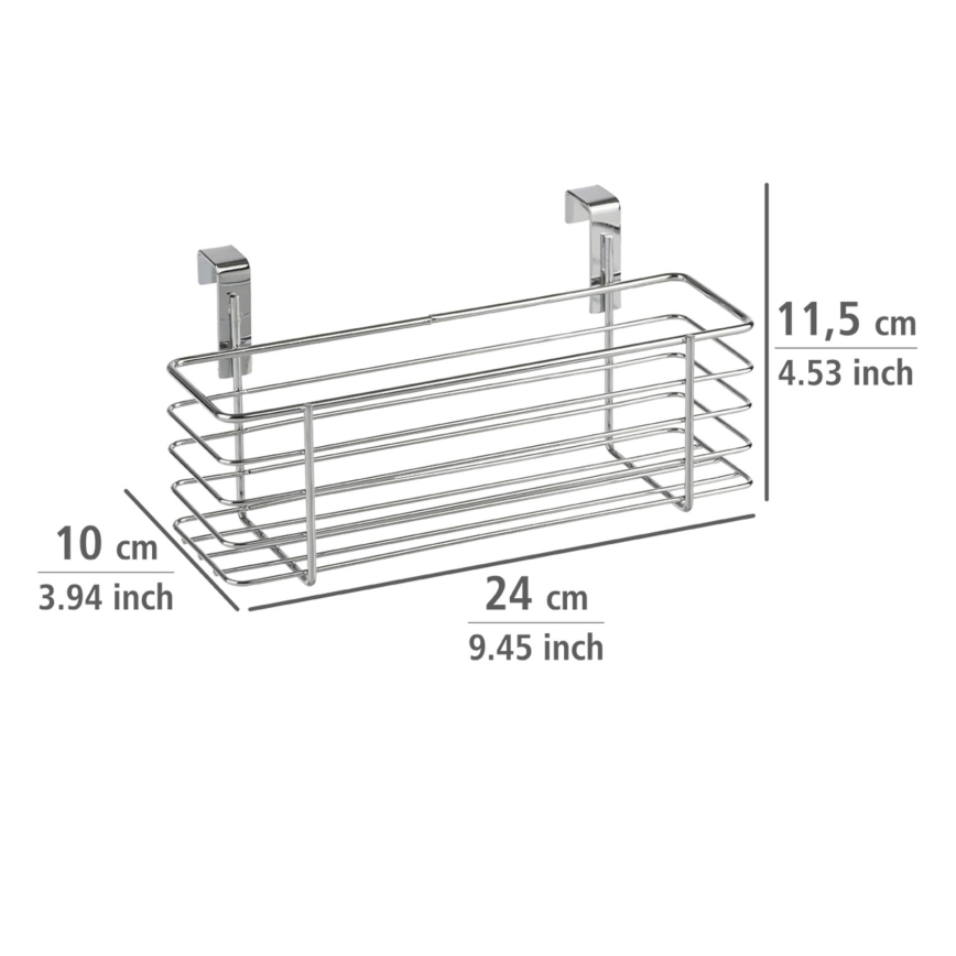WENKO 2344100 - Mand SLIM 24x11,5 cm glanzend chroom/zwart