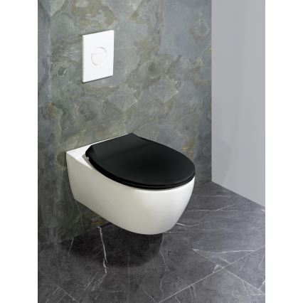 WENKO 23443100-WC toiletzitting KOS 44x37 cm zwart/zilver