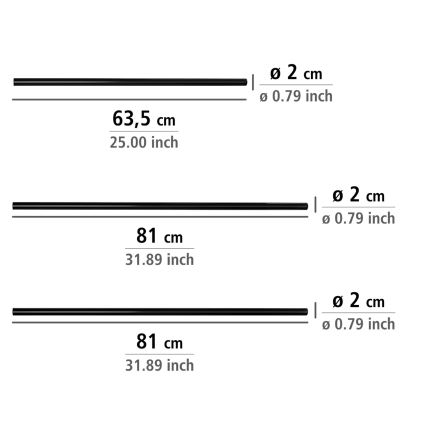 WENKO 23565100 - Zwarte stang 2x2 cm