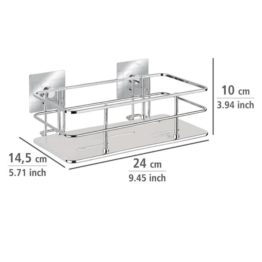 WENKO 23854800-Wandplank TURBO-LOC QUADRO ED. 24x14,5 cm roestvrij staal/glanzend chroom