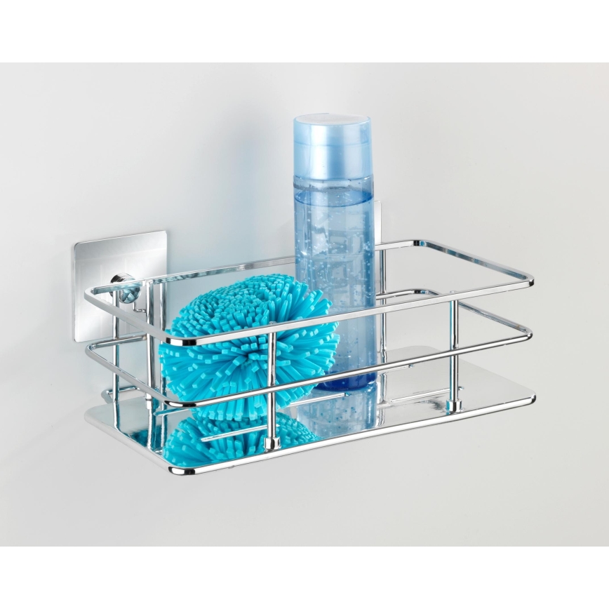 WENKO 23854800-Wandplank TURBO-LOC QUADRO ED. 24x14,5 cm roestvrij staal/glanzend chroom