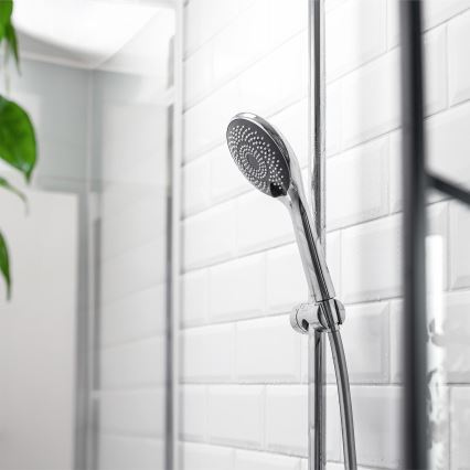 WENKO 23993100 - Douchekop waterbesparend systeem 11x11 cm glanzend chroom/wit/grijs