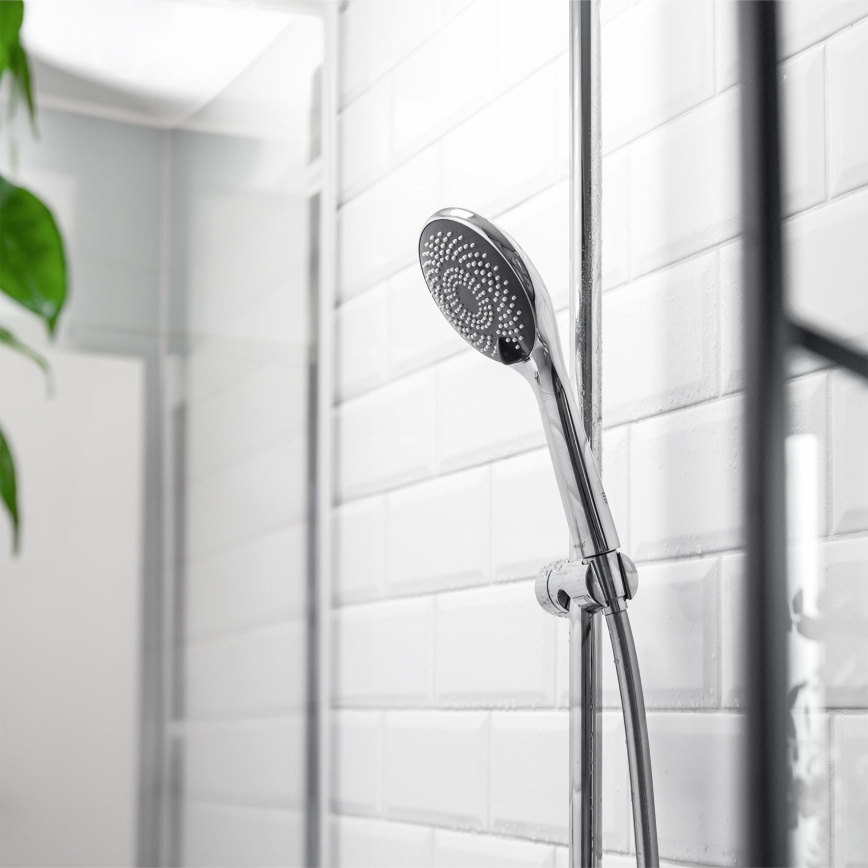 WENKO 23993100 - Douchekop waterbesparend systeem 11x11 cm glanzend chroom/wit/grijs
