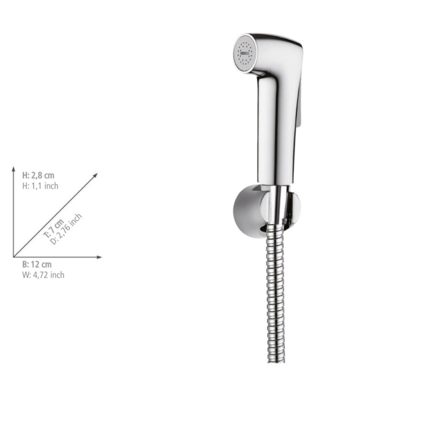 WENKO 23999100 - Bidetset waterbesparend systeem 12x7 cm glanzend chroom/zilver