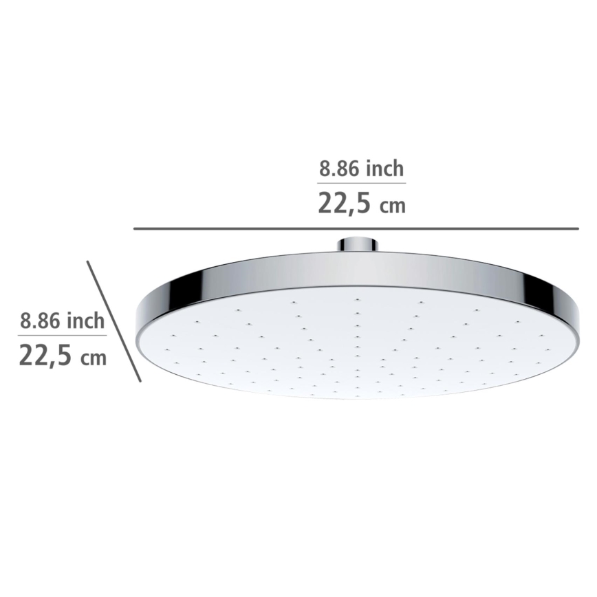 WENKO 24000100-Douchekop AUTOMATISCHE REINIGING 22,5x22,5 cm glanzend chroom/wit