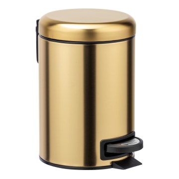 WENKO 24009800 - Afvalemmer LEMAN 17x25 cm roestvrij staal/goud/zwart