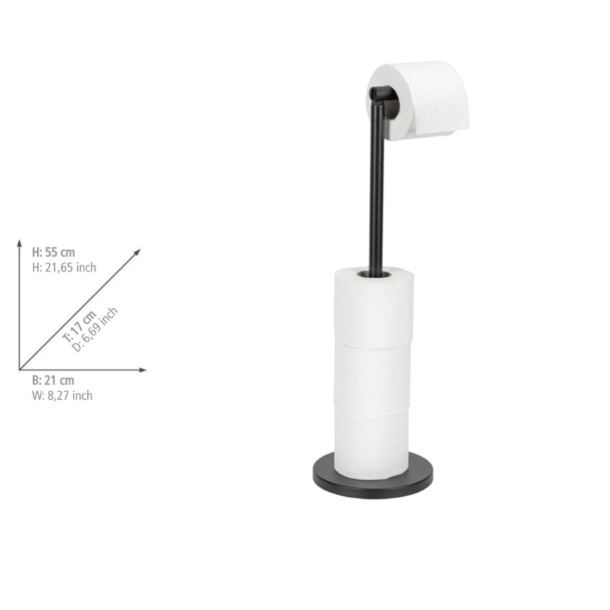 WENKO 24034100 - Toiletrolhouder 21x55 cm zwart/zilver