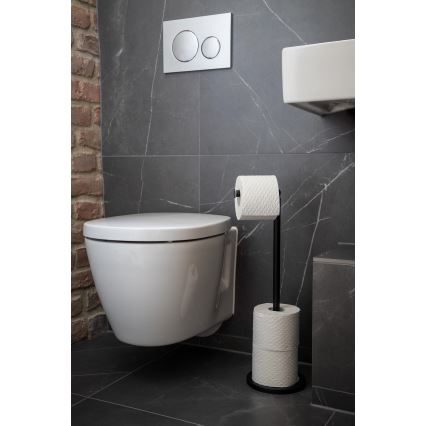 WENKO 24034100 - Toiletrolhouder 21x55 cm zwart/zilver