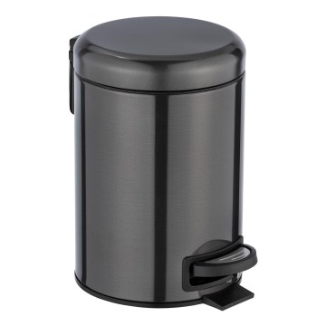 WENKO 24035100 - Prullenbak LEMAN 17x25 cm roestvrij staal/zwart