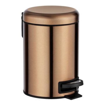 WENKO 24036100 - Prullenbak LEMAN 17x25 cm roestvrij staal/koper/zwart