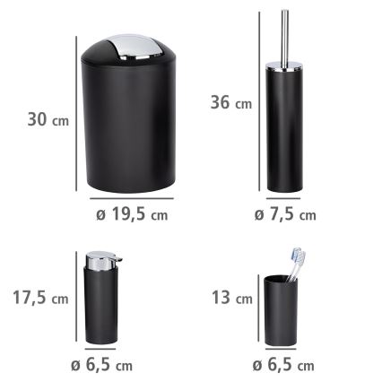 WENKO 24078800 - Set CALVO 6,5x13 cm zwart/glanzend chroom