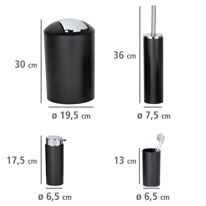 WENKO 24078800 - Set CALVO 6,5x13 cm zwart/glanzend chroom