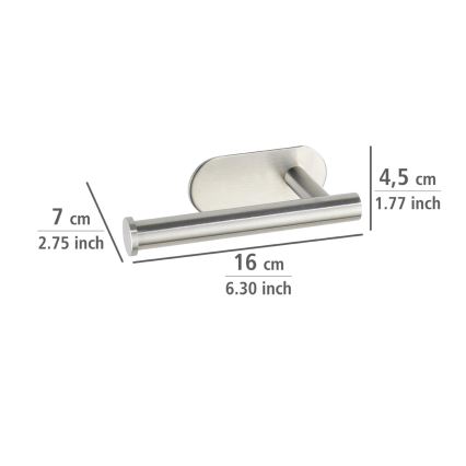 WENKO 24166100 - Toiletpapierhouder TURBO-LOC OREA MATT 16x7 cm RVS/zilver