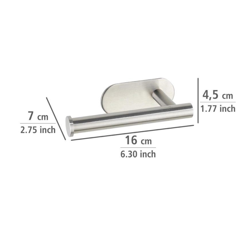 WENKO 24166100 - Toiletpapierhouder TURBO-LOC OREA MATT 16x7 cm RVS/zilver