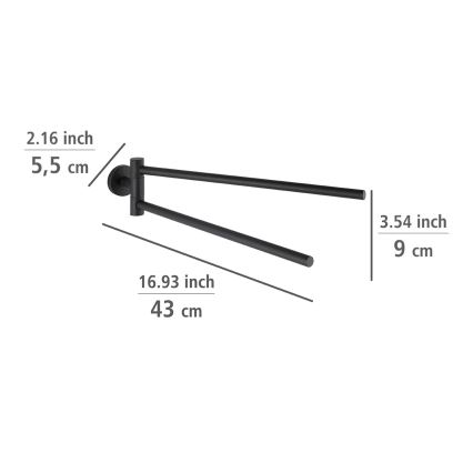 WENKO 24238100 - BOSIO BLACK handdoekhouder 5,5 x 43 cm, roestvrij staal / zilverkleurig