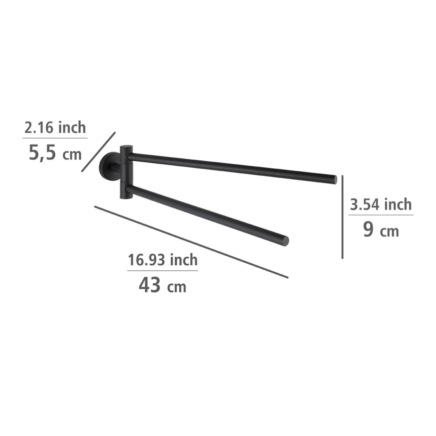 WENKO 24238100 - BOSIO BLACK handdoekhouder 5,5 x 43 cm, roestvrij staal / zilverkleurig