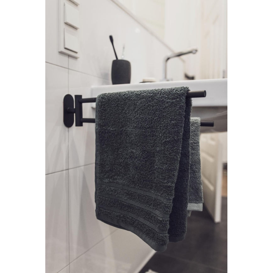 WENKO 24238100 - BOSIO BLACK handdoekhouder 5,5 x 43 cm, roestvrij staal / zilverkleurig