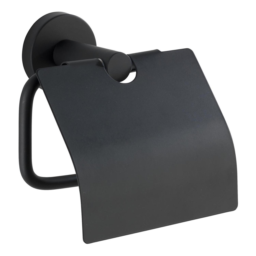WENKO 24241100-Toiletrolhouder BOSIO BLACK 15x13,5 cm RVS/zilver