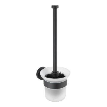 WENKO 24243100-WC toiletborstel BOSIO BLACK 10x35 cm roestvrij staal/zilver/satijn