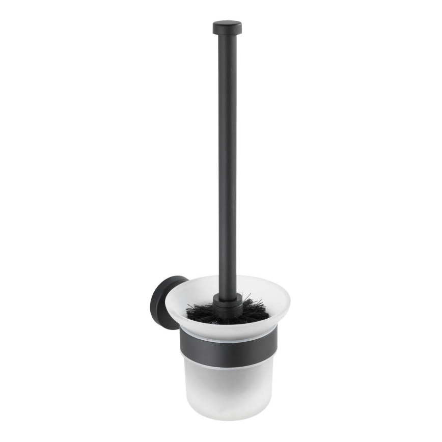 WENKO 24243100-WC toiletborstel BOSIO BLACK 10x35 cm roestvrij staal/zilver/satijn