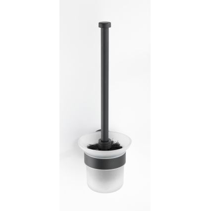WENKO 24243100-WC toiletborstel BOSIO BLACK 10x35 cm roestvrij staal/zilver/satijn