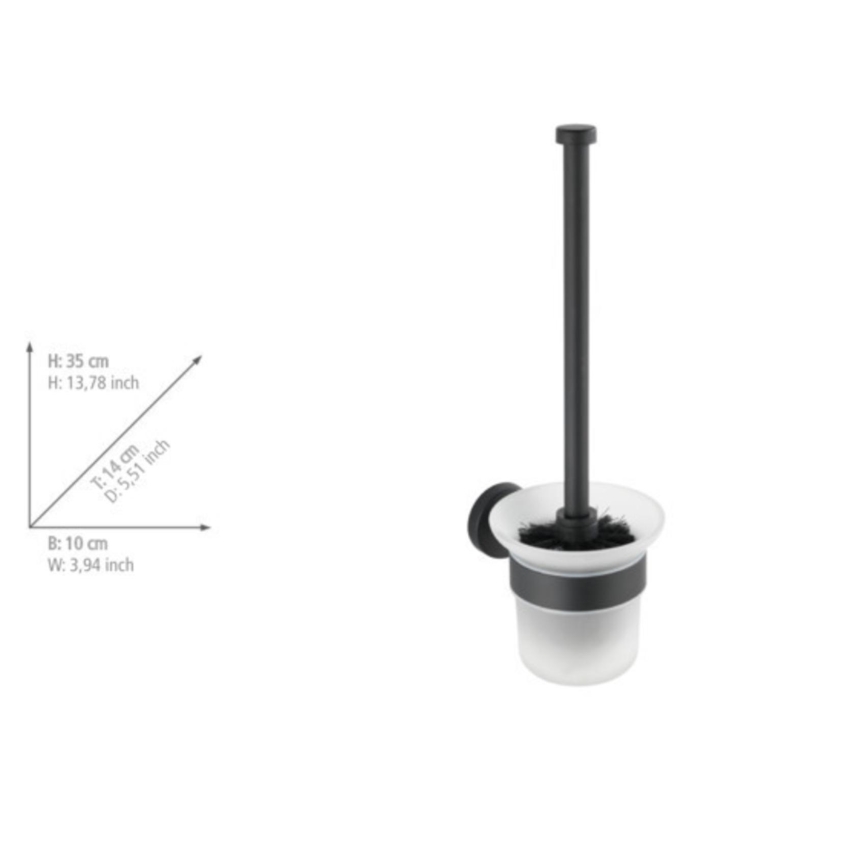 WENKO 24243100-WC toiletborstel BOSIO BLACK 10x35 cm roestvrij staal/zilver/satijn