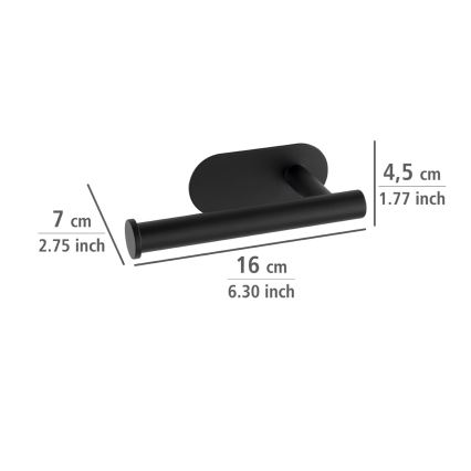 WENKO 24287100-Toiletrolhouder TURBO-LOC OREA BLACK 16x7 cm RVS/zwart