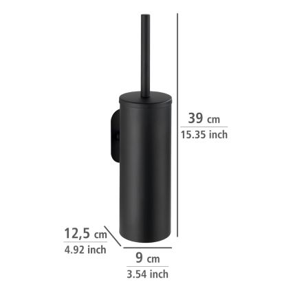 WENKO 24289100-WC WC-borstel TURBO-LOC OREA BLACK 9x39,5 cm, roestvrij staal/zwart