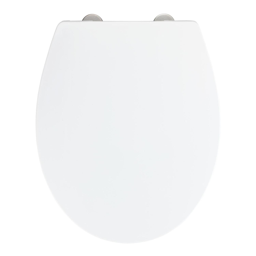 WENKO 24516100-WC wc-bril, draagkracht 300/350 kg, 37x44,5 cm, wit/zilver