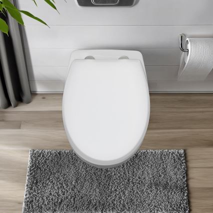 WENKO 24516100-WC wc-bril, draagkracht 300/350 kg, 37x44,5 cm, wit/zilver