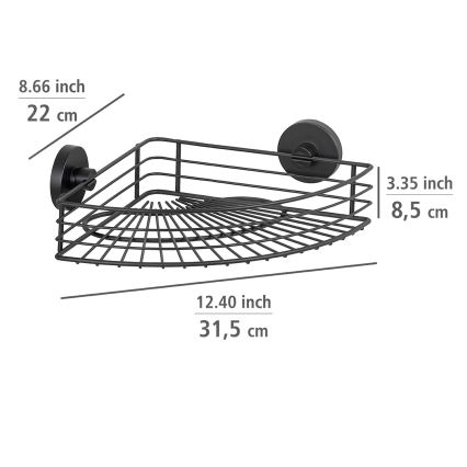 WENKO 24735100 - VACUUM-LOC ronde opbergplank, zwart, 35x22,5 cm