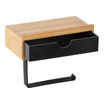 WENKO 24754100 - Toiletrolhouder BAMBUSA 18,5 x 14 cm bruin/zwart