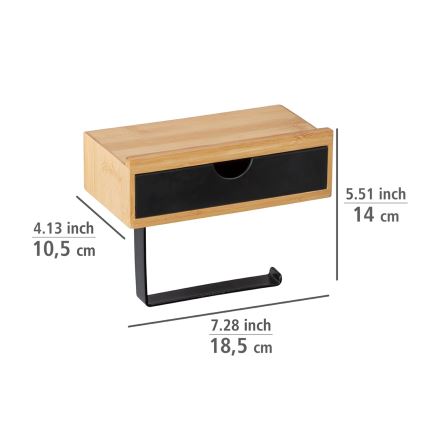WENKO 24754100 - Toiletrolhouder BAMBUSA 18,5 x 14 cm bruin/zwart