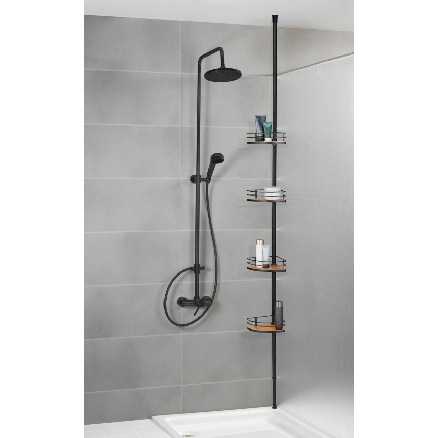 WENKO 24756100-Hoekplank DOLCEDO 31x20 cm roestvrij staal/zwart/bruin