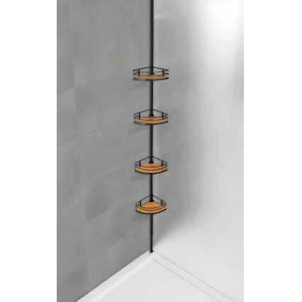 WENKO 24756100-Hoekplank DOLCEDO 31x20 cm roestvrij staal/zwart/bruin