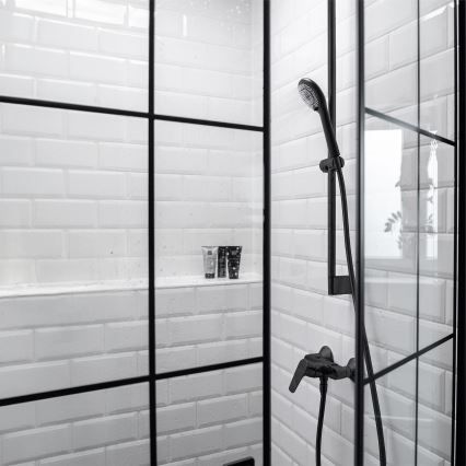 WENKO 24924100 - Douchekop WATERSAVING SYSTEM 11x11 cm zwart