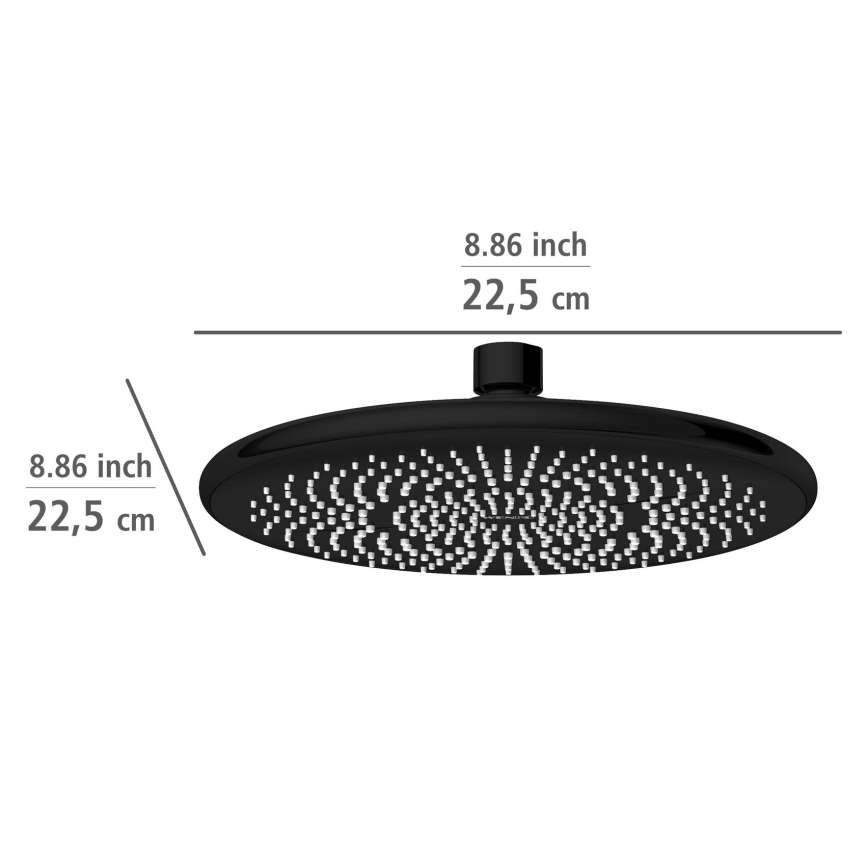 WENKO 24927100 - Douchekop Waterbesparend systeem 22,5x22,5 cm zwart