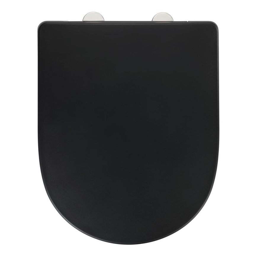 WENKO 24989100-WC WC-bril EXCLUSIEF 36,5x45 cm zwart/zilver