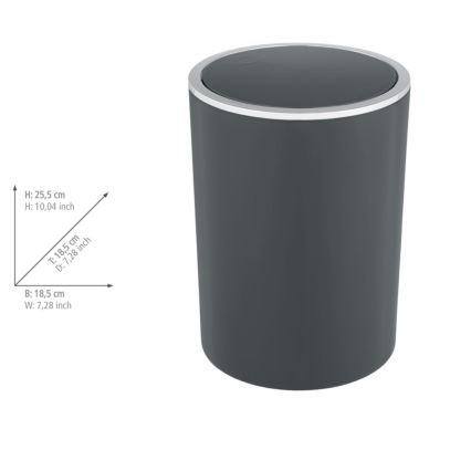 WENKO 25146100 - Prullenbak INCA 18,5x25,5 cm antraciet/glanzend chroom