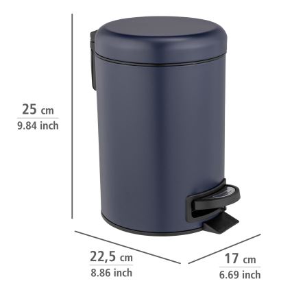 WENKO 25153100 - Prullenbak LEMAN 17x25 cm blauw/zwart