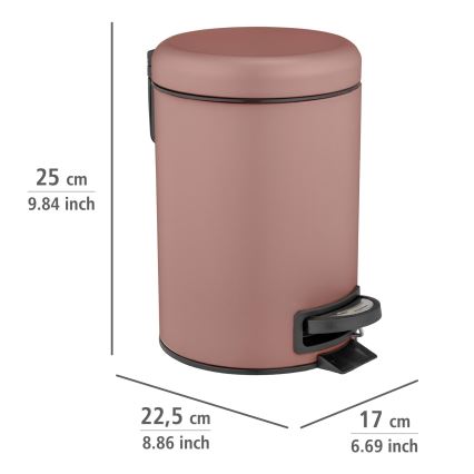 WENKO 25155100 - Afvalemmer LEMAN 17x25 cm roze/zwart