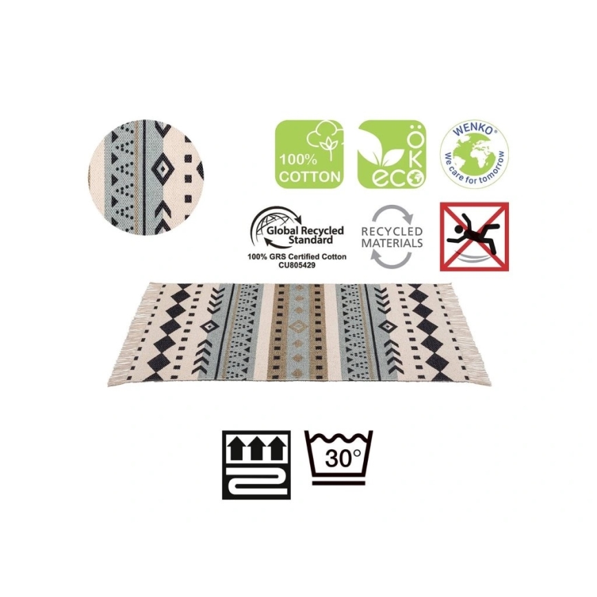 WENKO 25277100-Mat van gerecycled katoen 80x50 cm veelkleurig