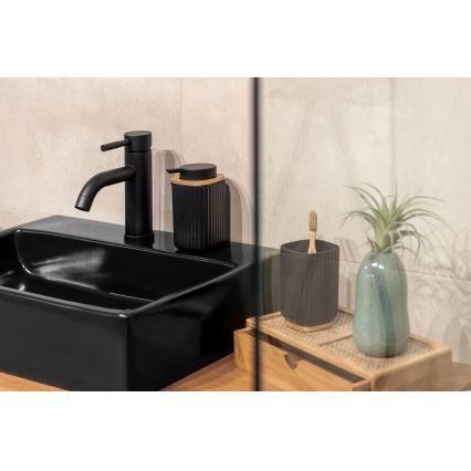 WENKO 25297100 - Tandenborstelbeker ROTELLO 8,5x11 cm zwart/bruin