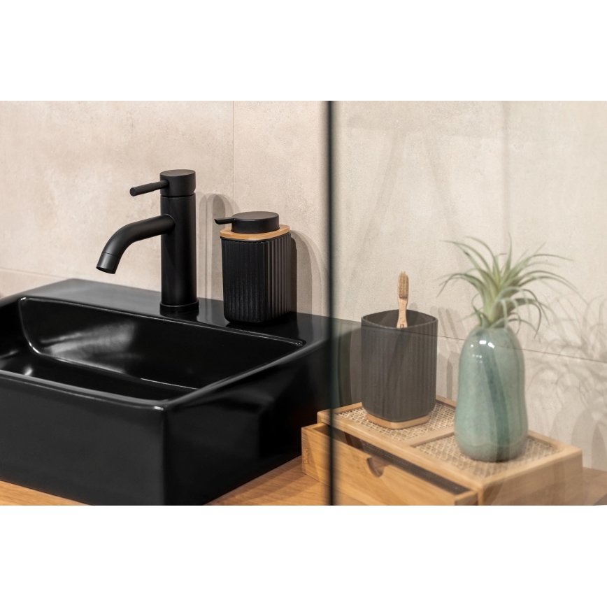 WENKO 25297100 - Tandenborstelbeker ROTELLO 8,5x11 cm zwart/bruin