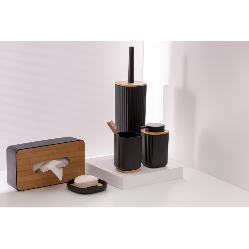 WENKO 25298100 - Zeepdispenser ROTELLO 8,9x12,7 cm zwart/bruin