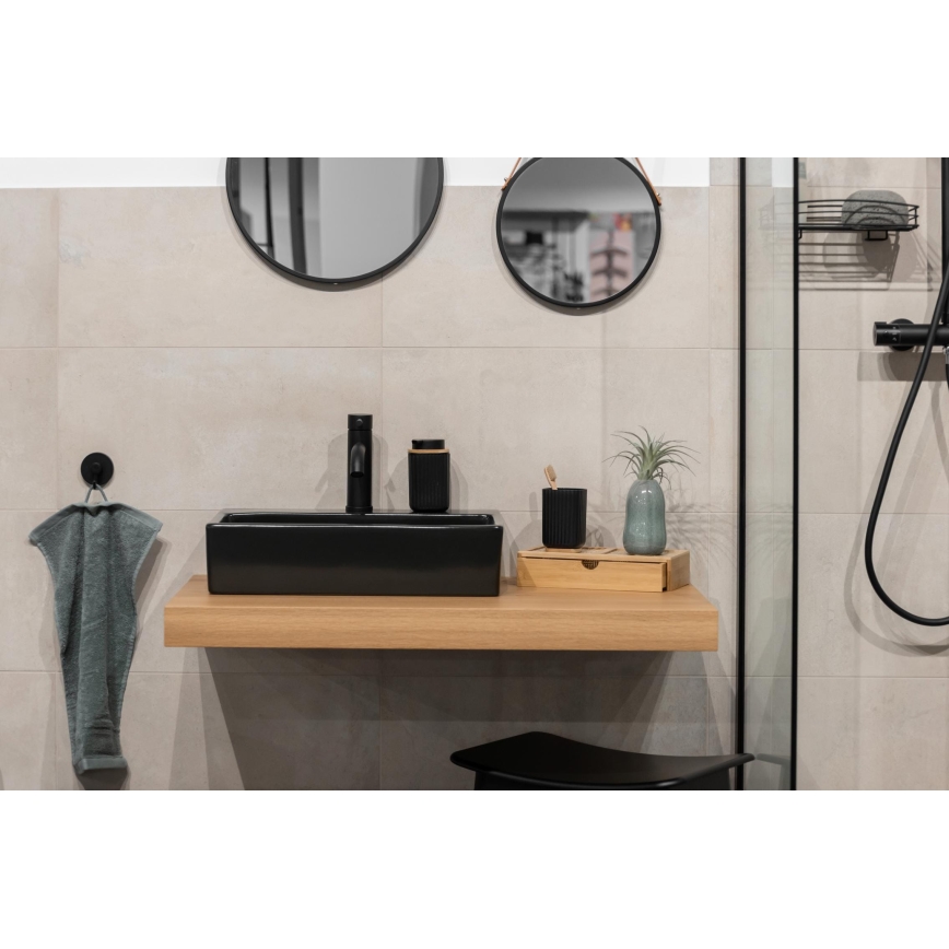 WENKO 25298100 - Zeepdispenser ROTELLO 8,9x12,7 cm zwart/bruin