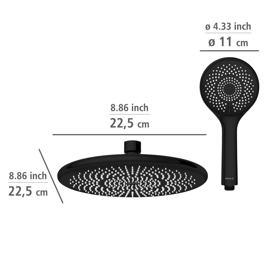 WENKO 25311100 - Doucheset met waterbesparend systeem, 120 cm, zwart