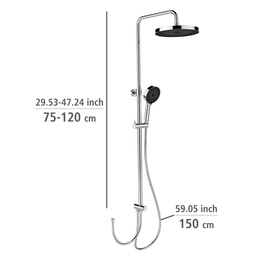 WENKO 25312100 - Douchekolom SOFTWATER 12x120 cm glanzend chroom